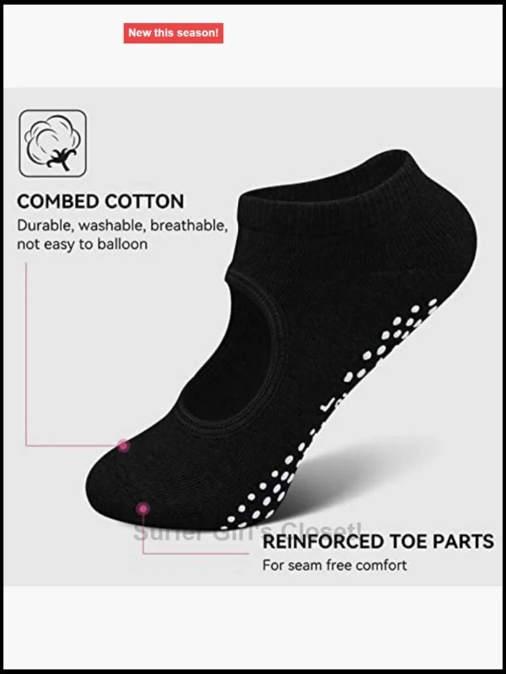 Non Slip Yoga Socks with Grips for Pilates Ballet Barre